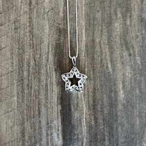 14K White Gold & Diamond Star Pendant